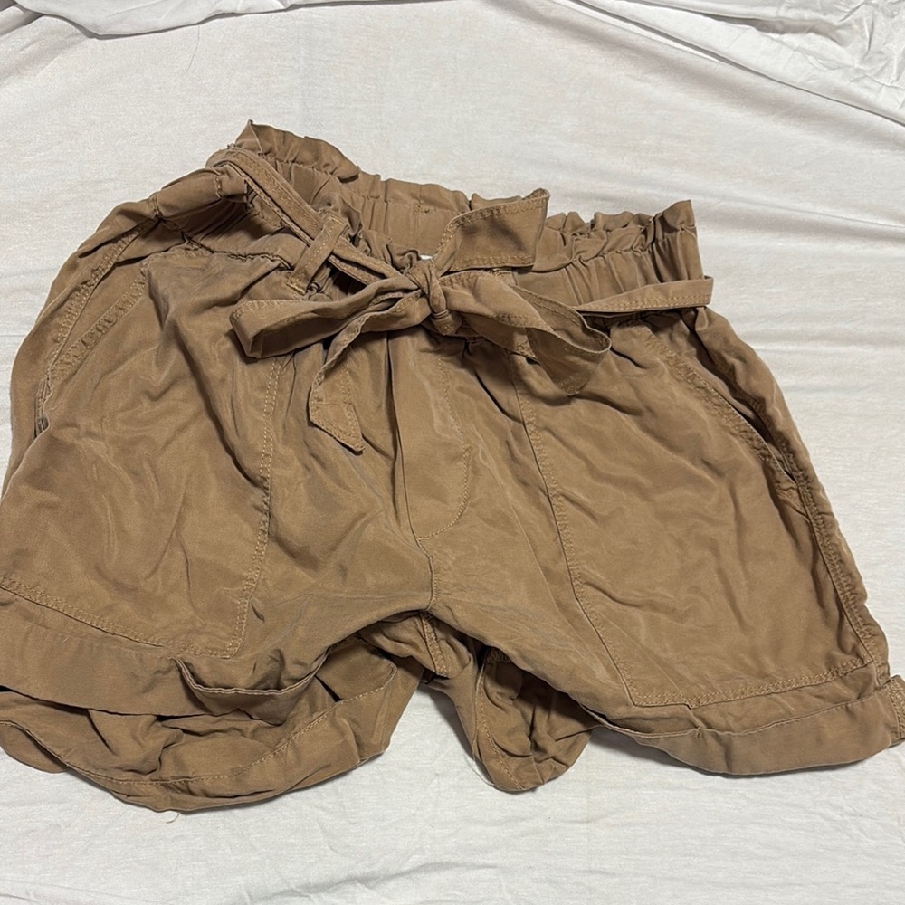 Aerie Tan High Waist Shorts with Tie Waist